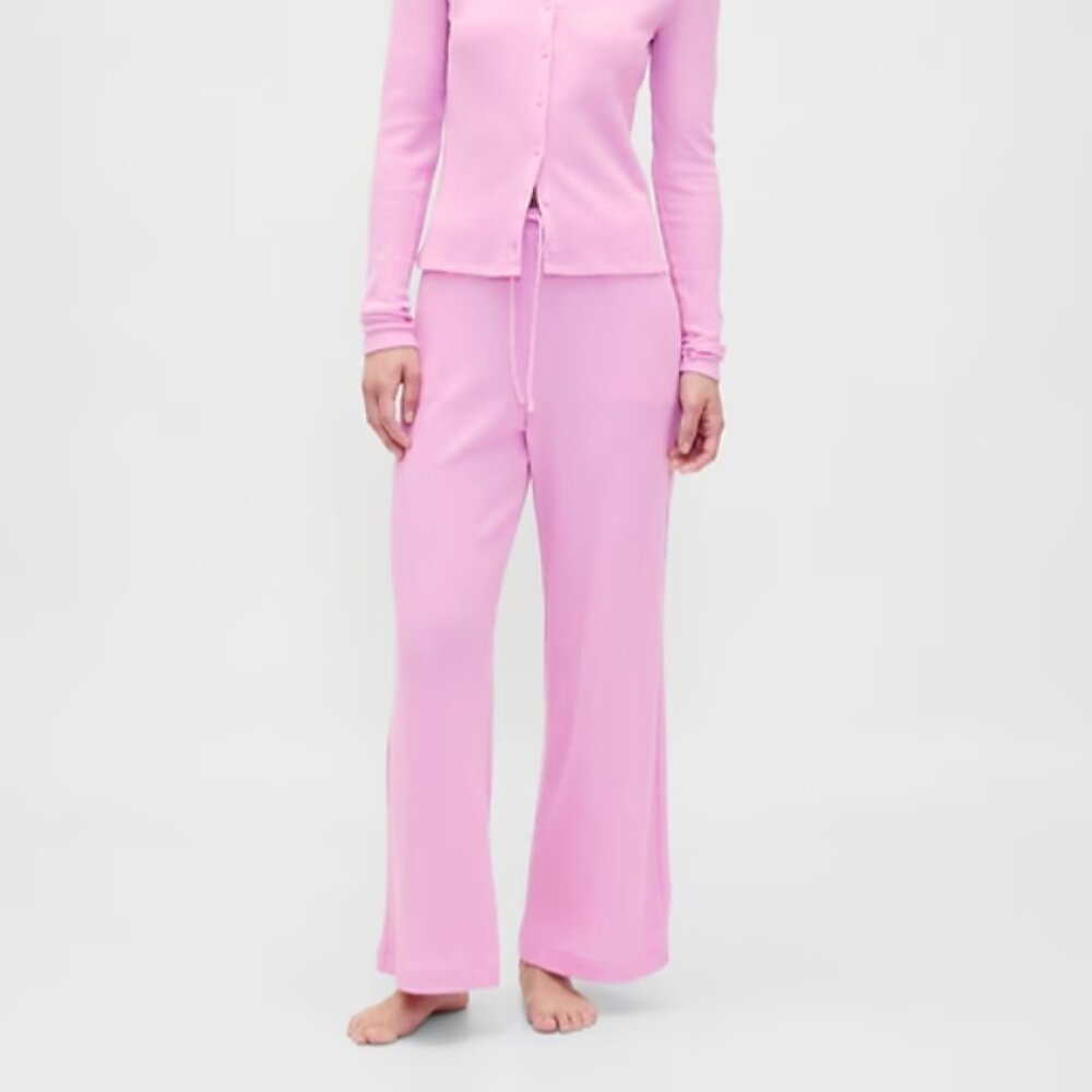 NWT GAP Waffle Wide-Leg PJ Pants in Sugar Pink
